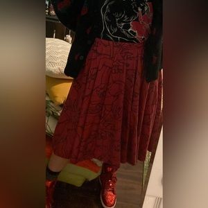 Maya Kern Red Hand Midi Skirt